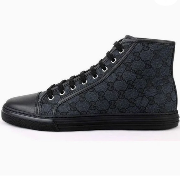 Gucci High Top GG Sneakers Size 37 Black NEW 426188 - Picture 1 of 12